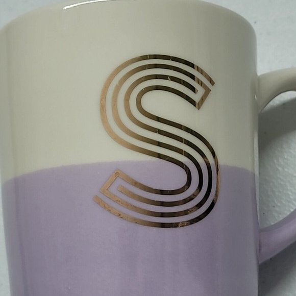 Modern Expressions “S” Monogram Mug Purple White Gold - Picture 8 of 9